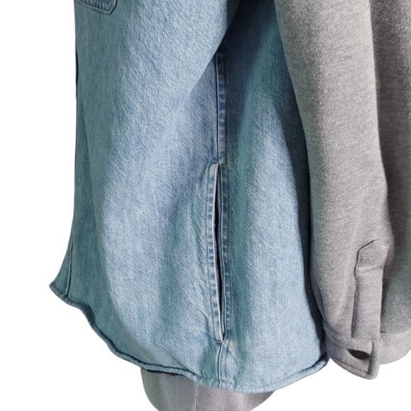 Supreme FW22 | Denim | Button Up | Quilted Fleece | 90s Style Gray Hooded Jacket - Picture 11 of 16